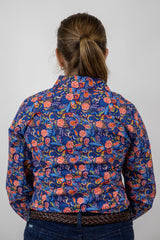 Trudy - 1/2 Button Front floral/paisley Long Sleeve Cotton Collared Shirt