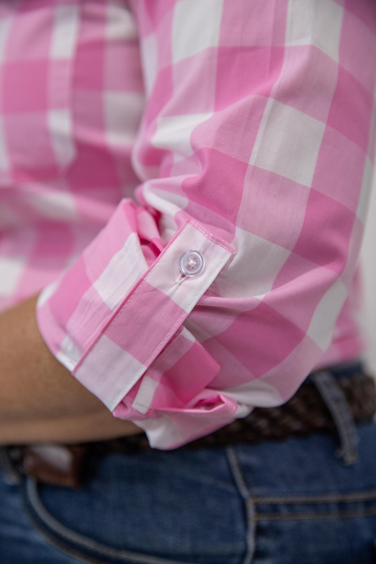 Adeline - 1/2 Button Front Long Sleeve Cotton Collared Shirt
