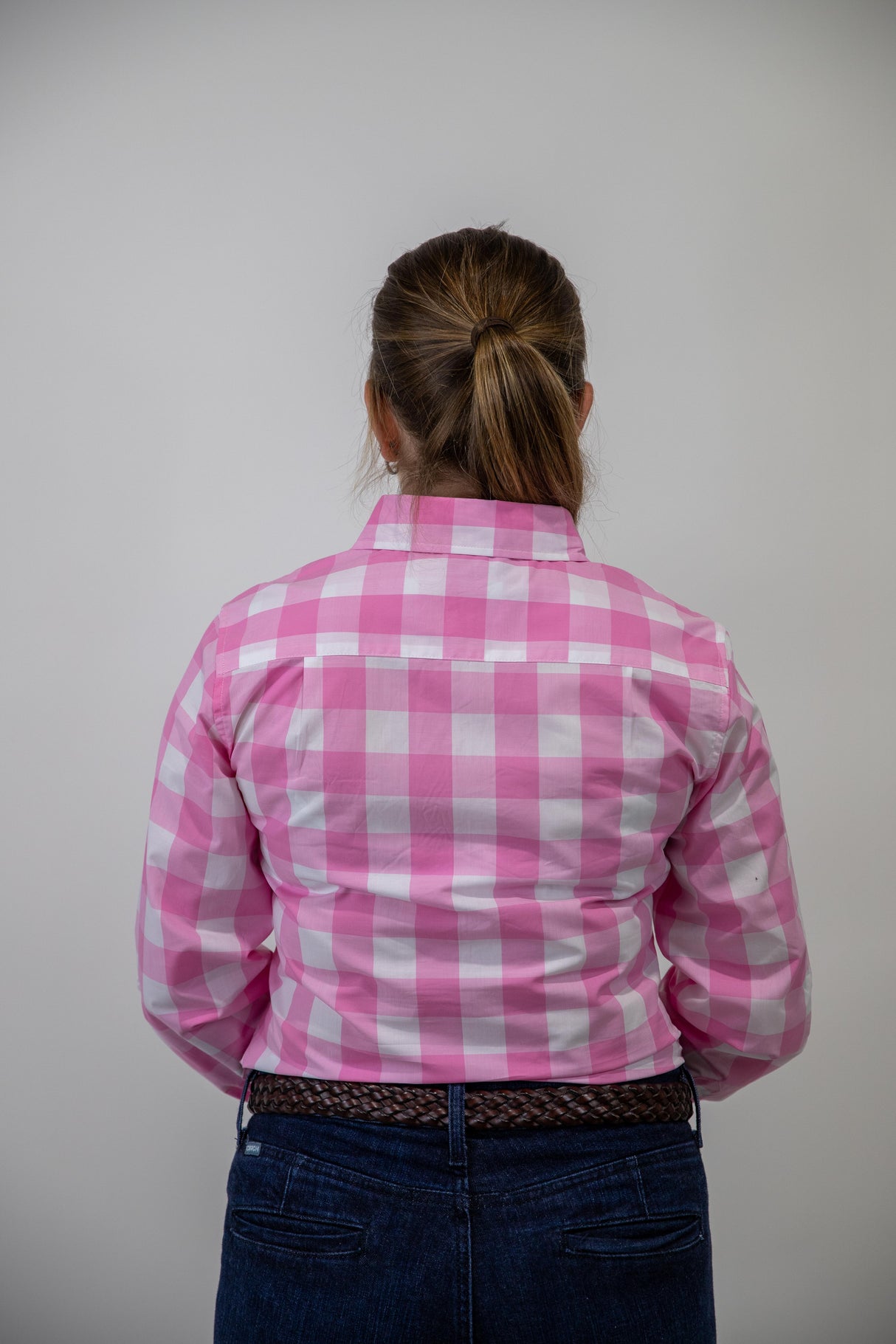 Adeline - 1/2 Button Front Long Sleeve Cotton Collared Shirt