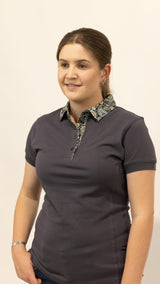 Clancy - Charcoal with paisley trim Polo Shirt