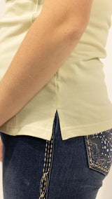 Sage - Sage Green with floral trim Polo Shirt