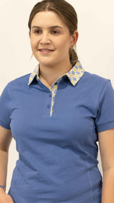 Brielle - Blue with abstract trim Polo Shirt