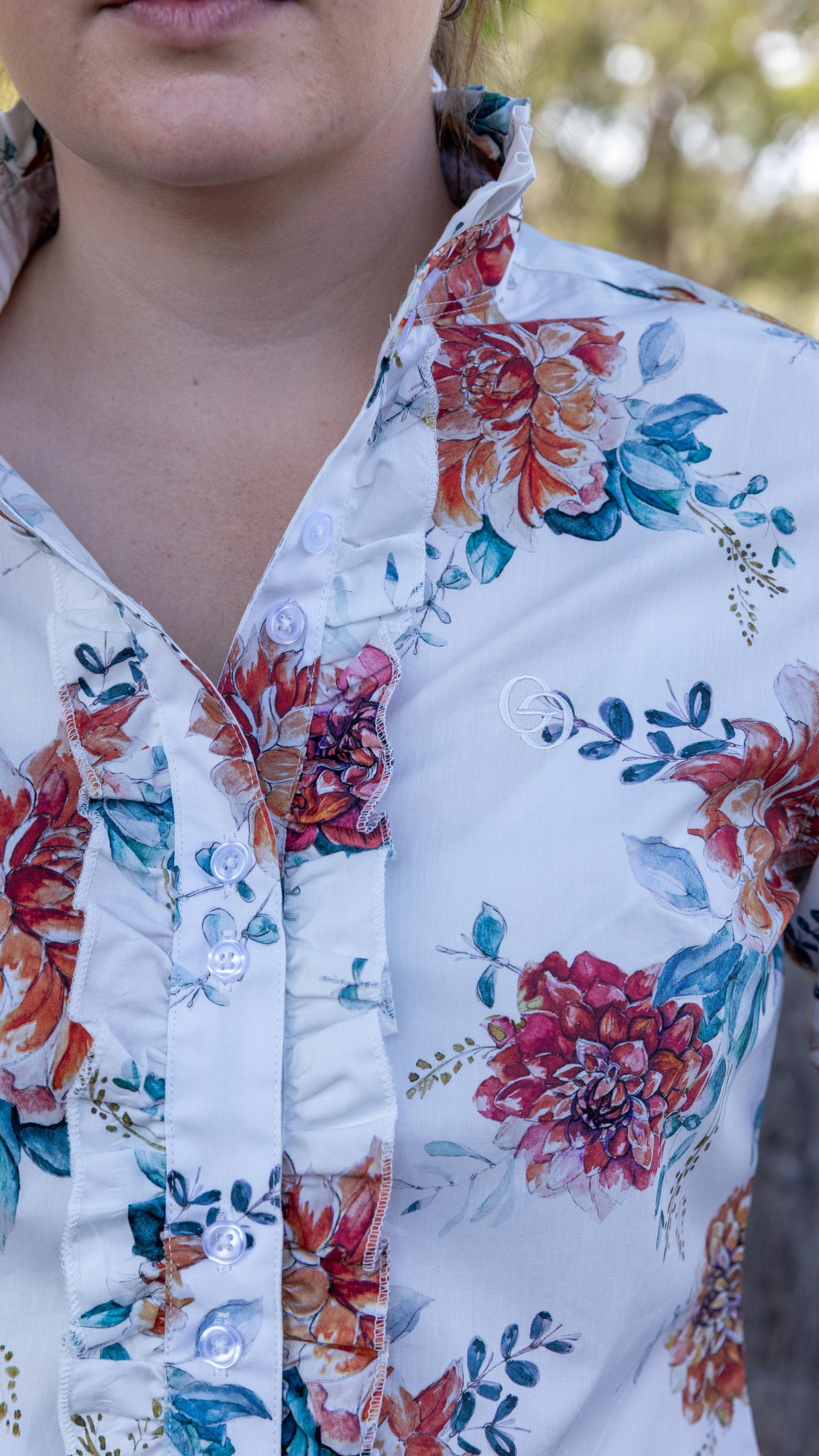 Evelyn - Long Sleeve Collared Shirt WITH Ruffles