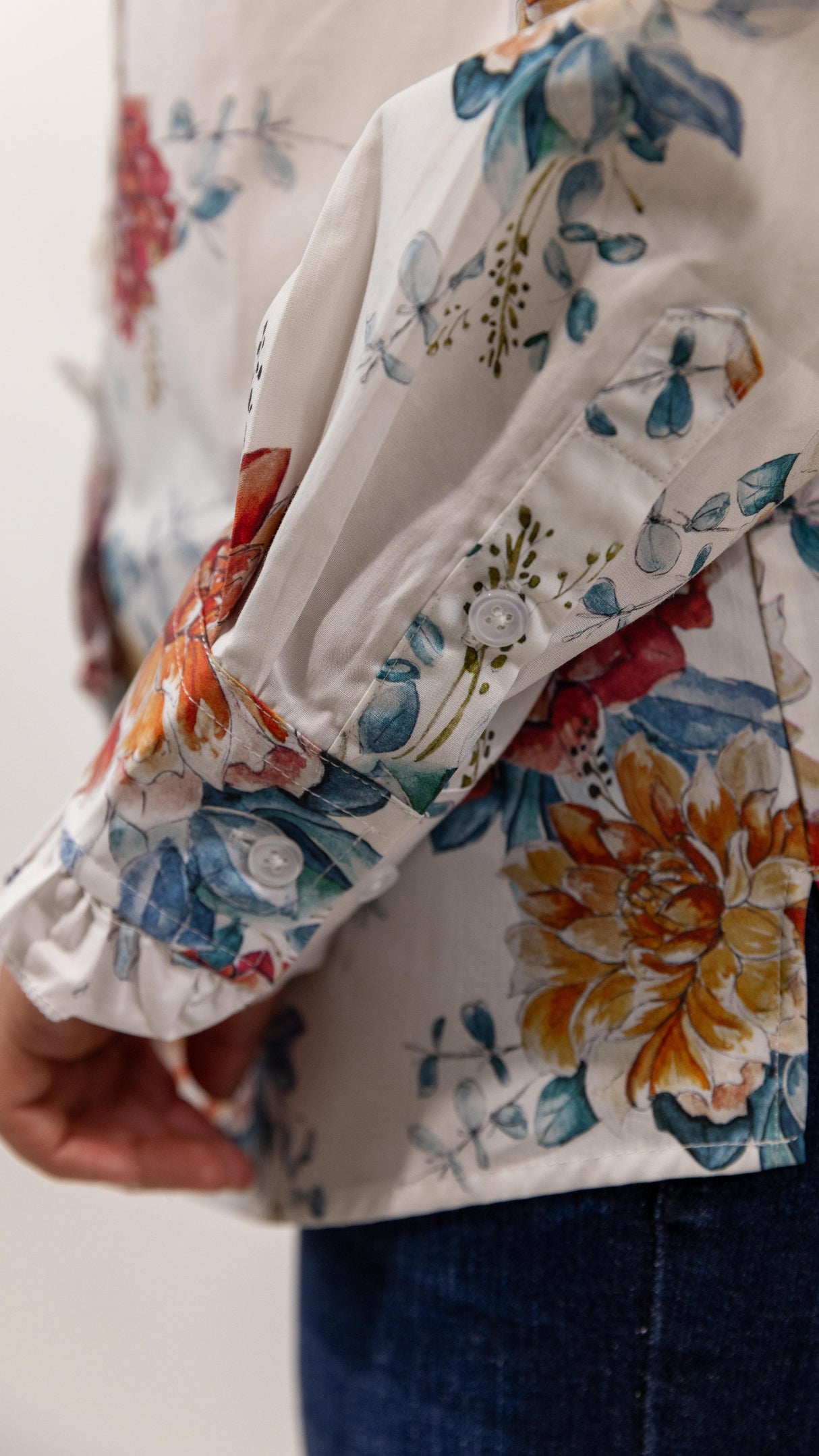 Evelyn - Long Sleeve Collared Shirt WITH Ruffles