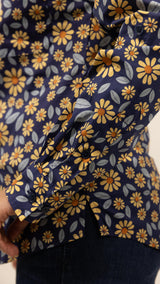 Jane - 1/2 Button Front Long Sleeve Cotton Collared Shirt