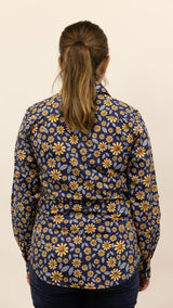 Jane - 1/2 Button Front Long Sleeve Cotton Collared Shirt