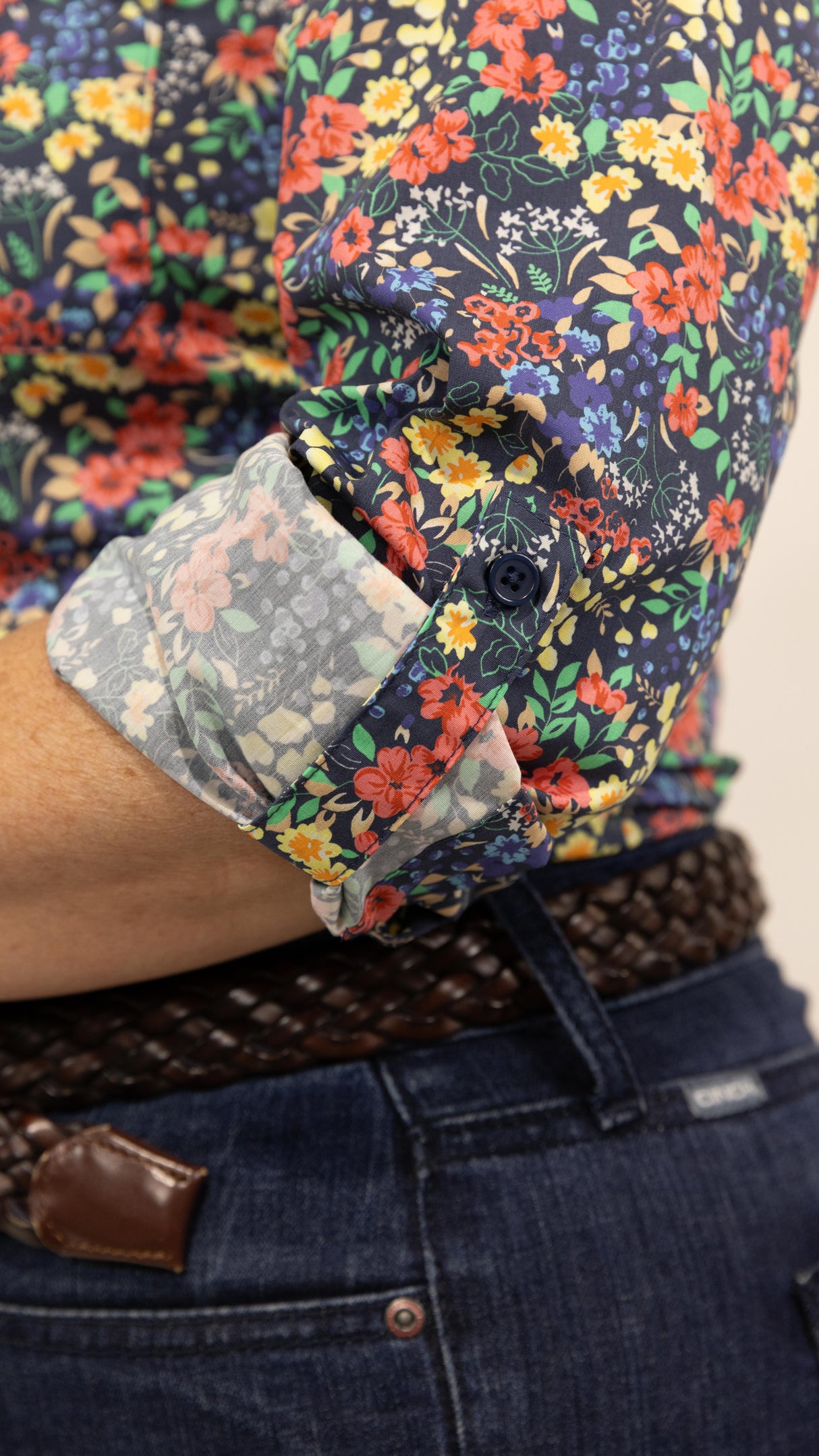 Judith - 1/2 Button Front Long Sleeve Cotton Collared Shirt