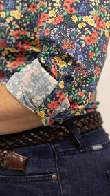 Judith - 1/2 Button Front Long Sleeve Cotton Collared Shirt