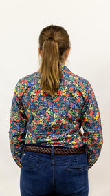 Judith - 1/2 Button Front Long Sleeve Cotton Collared Shirt