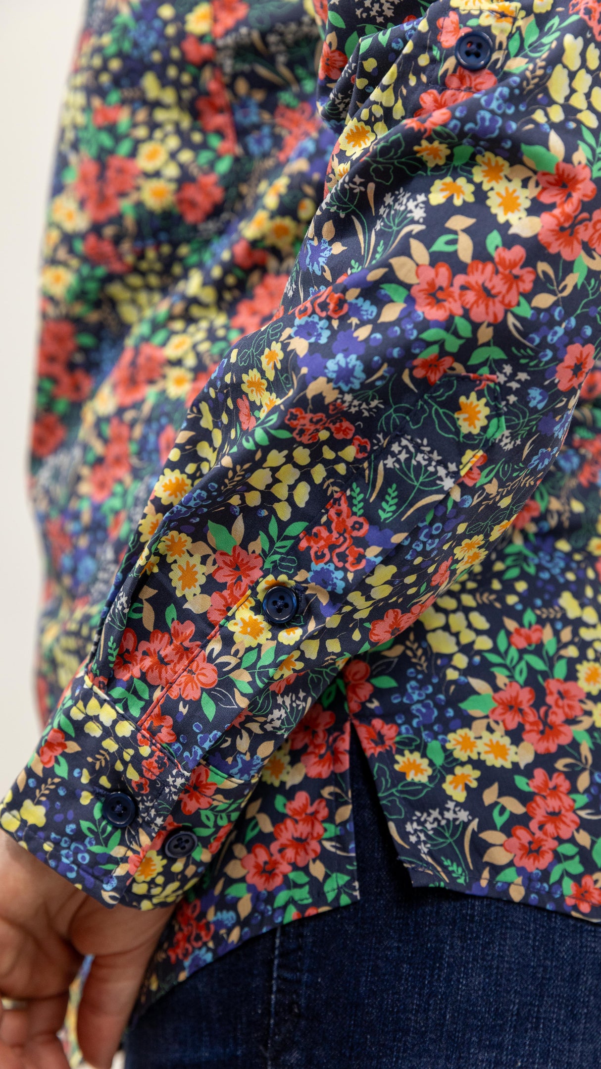 Judith - 1/2 Button Front Long Sleeve Cotton Collared Shirt