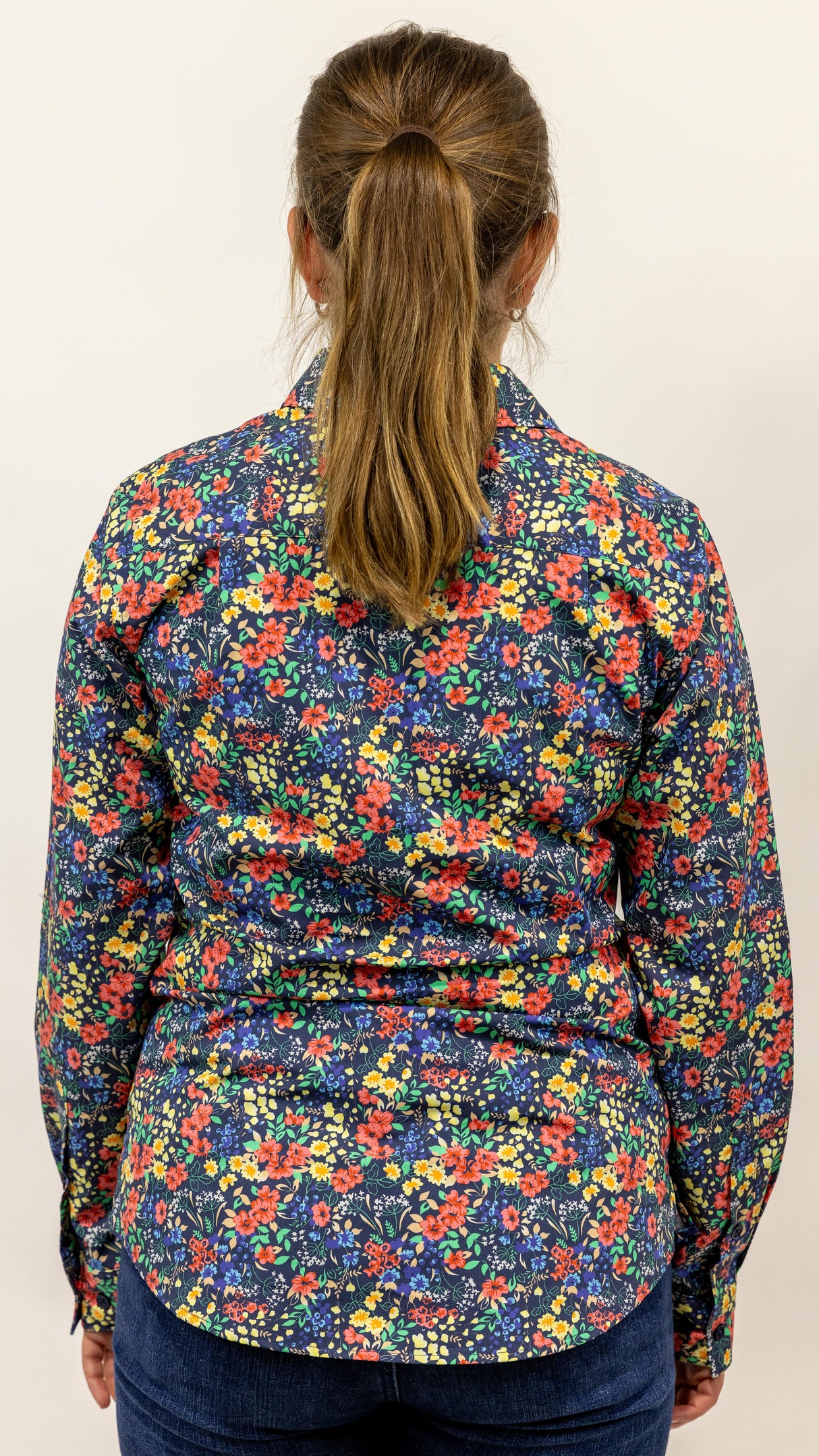 Judith - 1/2 Button Front Long Sleeve Cotton Collared Shirt