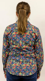 Judith - 1/2 Button Front Long Sleeve Cotton Collared Shirt