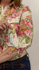 Peta - 1/2 Button Front Long Sleeve Cotton Collared Shirt