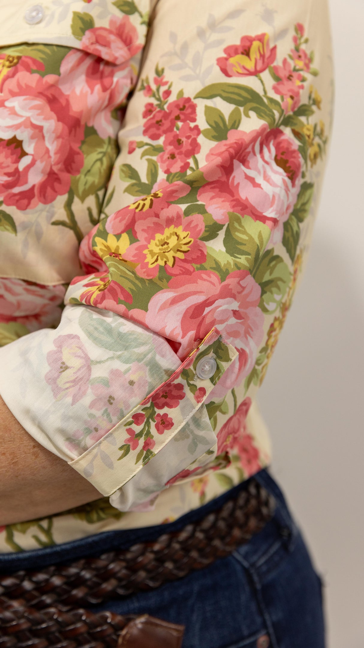 Peta - 1/2 Button Front Long Sleeve Cotton Collared Shirt