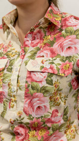 Peta - 1/2 Button Front Long Sleeve Cotton Collared Shirt