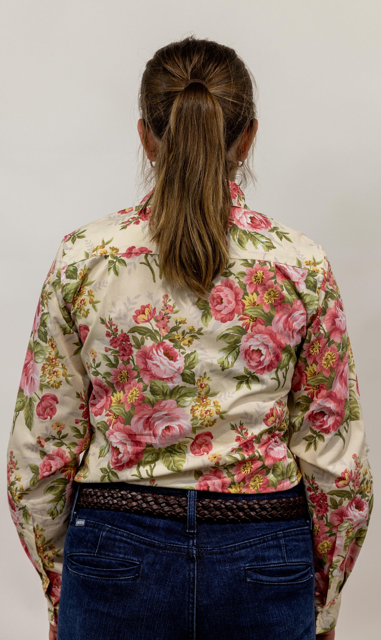 Peta - 1/2 Button Front Long Sleeve Cotton Collared Shirt