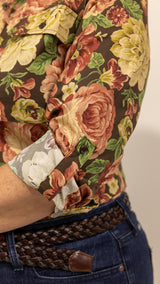 Sylvia - 1/2 Button Front Long Sleeve Cotton Collared Shirt