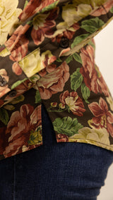 Sylvia - 1/2 Button Front Long Sleeve Cotton Collared Shirt