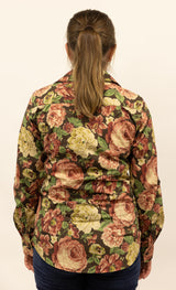 Sylvia - 1/2 Button Front Long Sleeve Cotton Collared Shirt