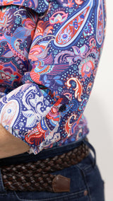 Montana - 1/2 Button Front Long Sleeve Cotton Collared Shirt