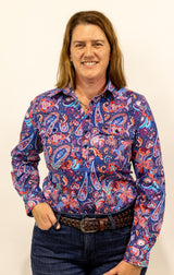 Montana - 1/2 Button Front Long Sleeve Cotton Collared Shirt