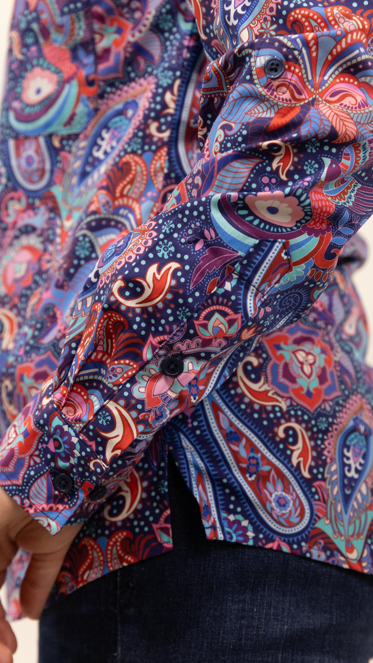 Montana - 1/2 Button Front Long Sleeve Cotton Collared Shirt