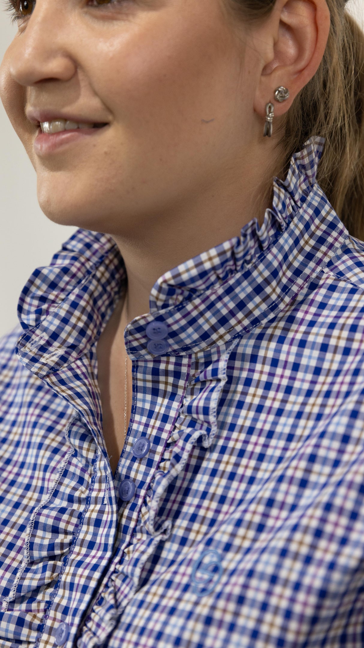 Sarah - Long Sleeve Collared Shirt WITH Ruffles