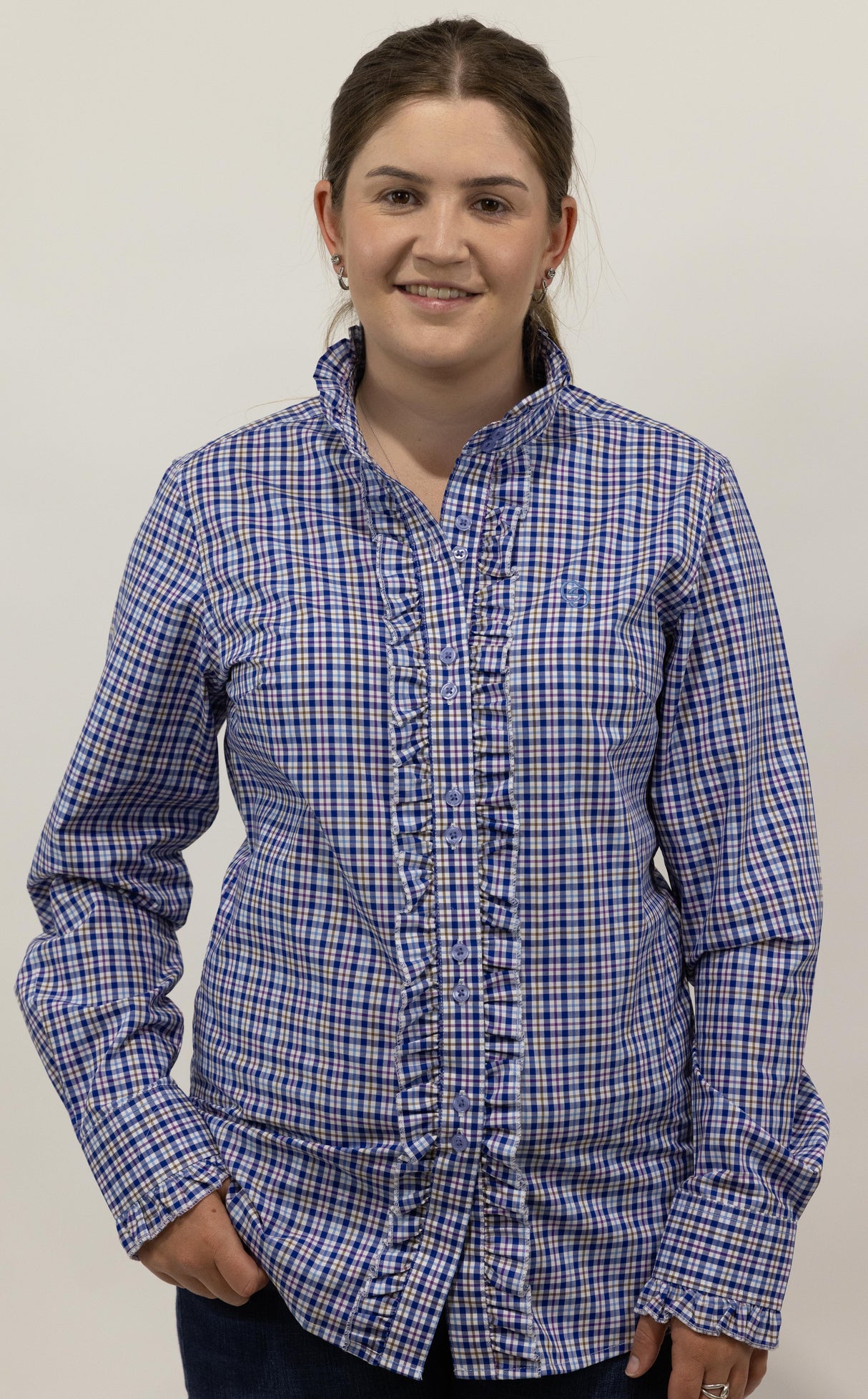 Sarah - Long Sleeve Collared Shirt WITH Ruffles