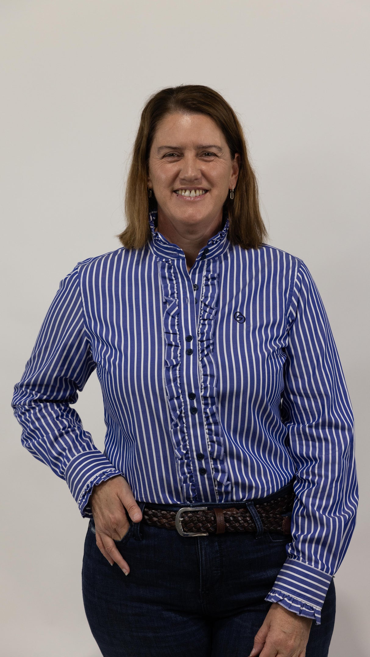 Reagan - Long Sleeve Collared Shirt WITH Ruffles