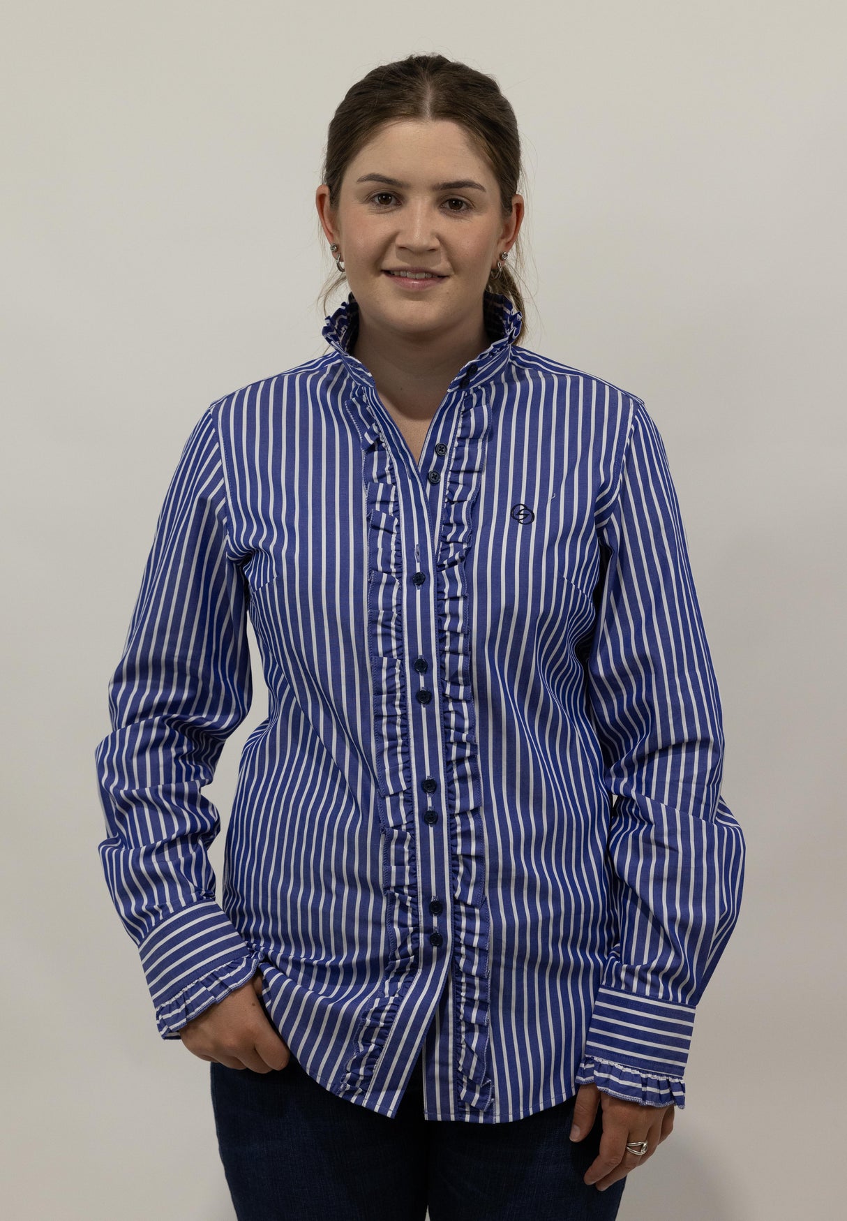 Reagan - Long Sleeve Collared Shirt WITH Ruffles