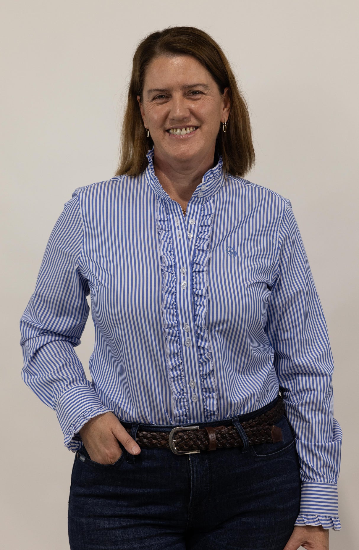 Katrina - Long Sleeve Collared Shirt WITH Ruffles