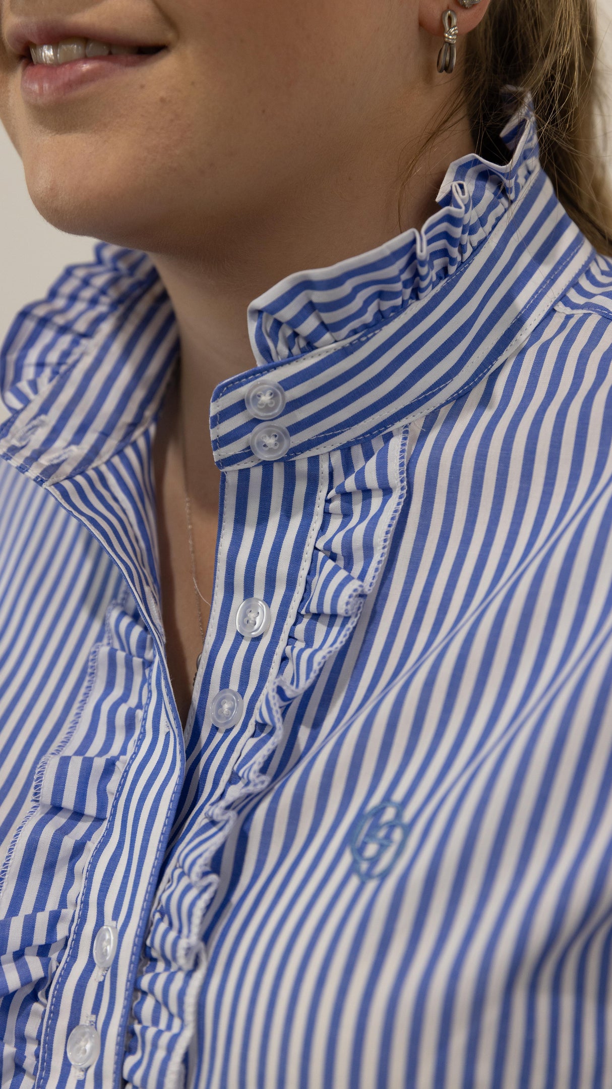 Katrina - Long Sleeve Collared Shirt WITH Ruffles