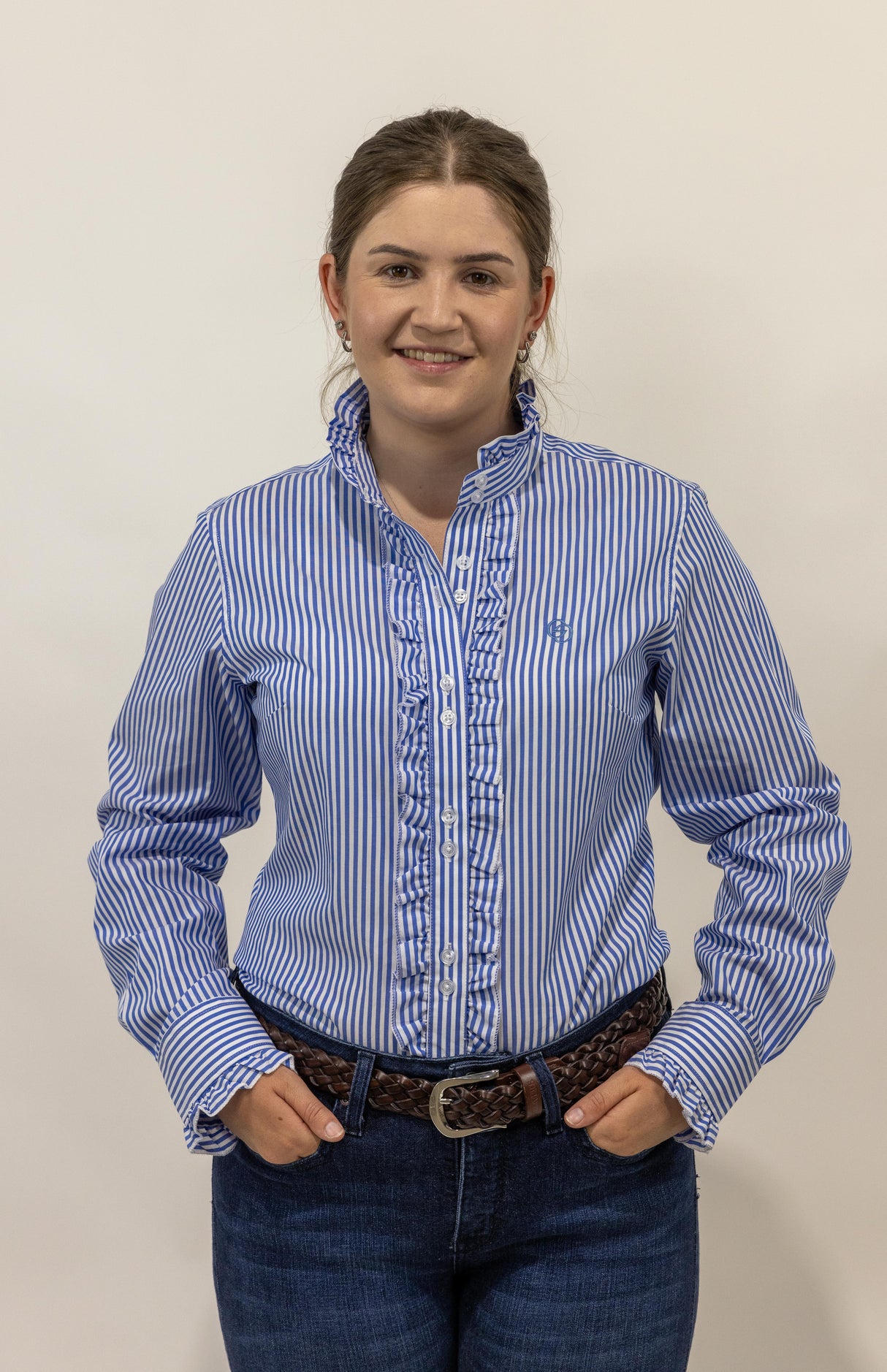 Katrina - Long Sleeve Collared Shirt WITH Ruffles