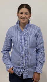 Katrina - Long Sleeve Collared Shirt WITH Ruffles