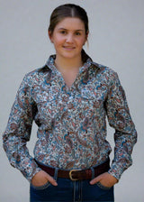 Sienna - 1/2 Button Front Long Sleeve Cotton Collared Shirt