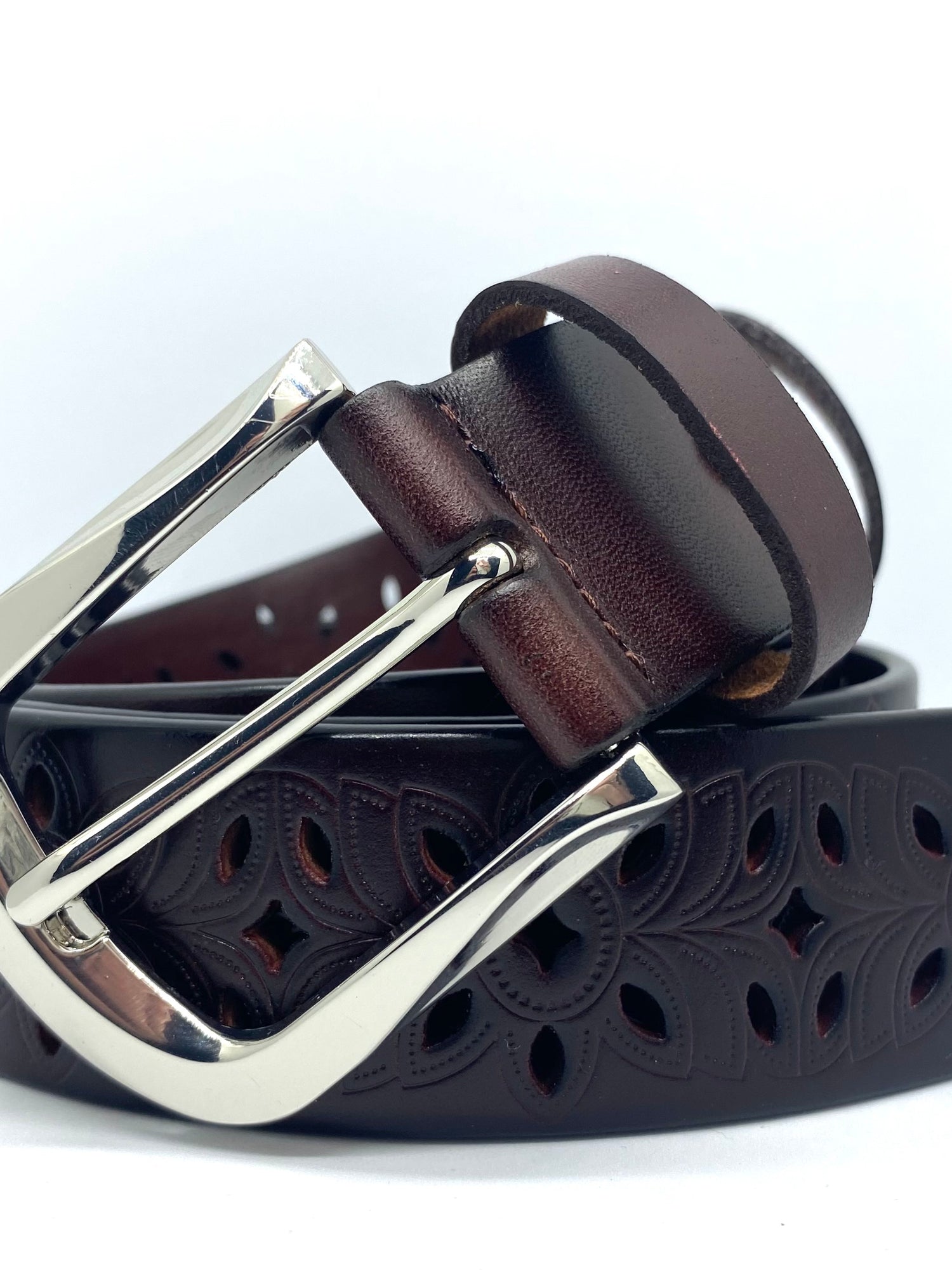 Leather Belt - Dark Chestnut - Genuine Leather