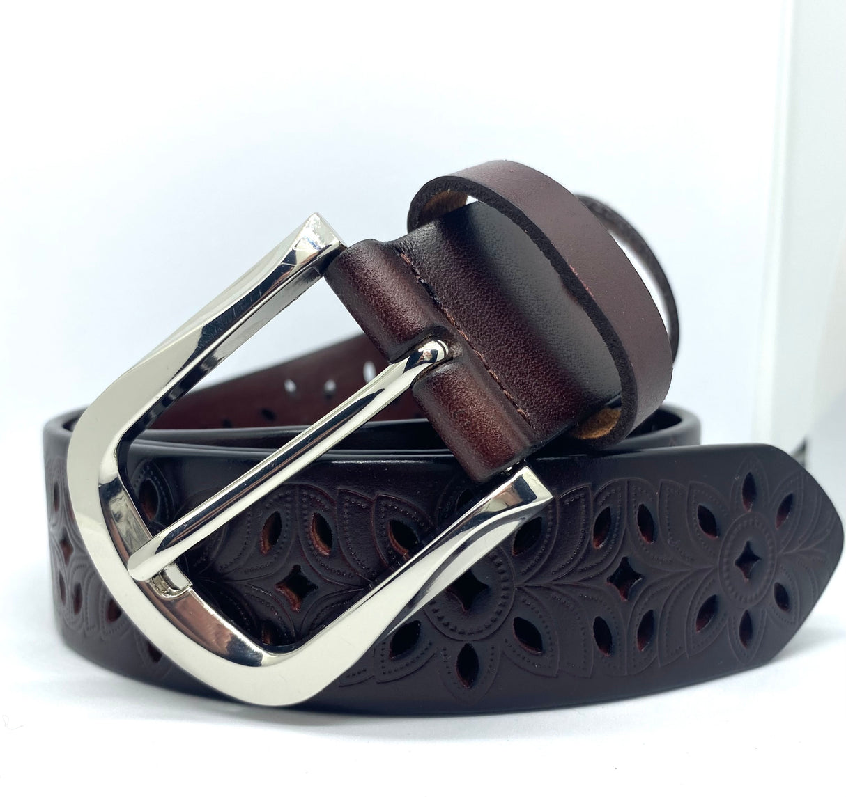 Leather Belt - Dark Chestnut - Genuine Leather