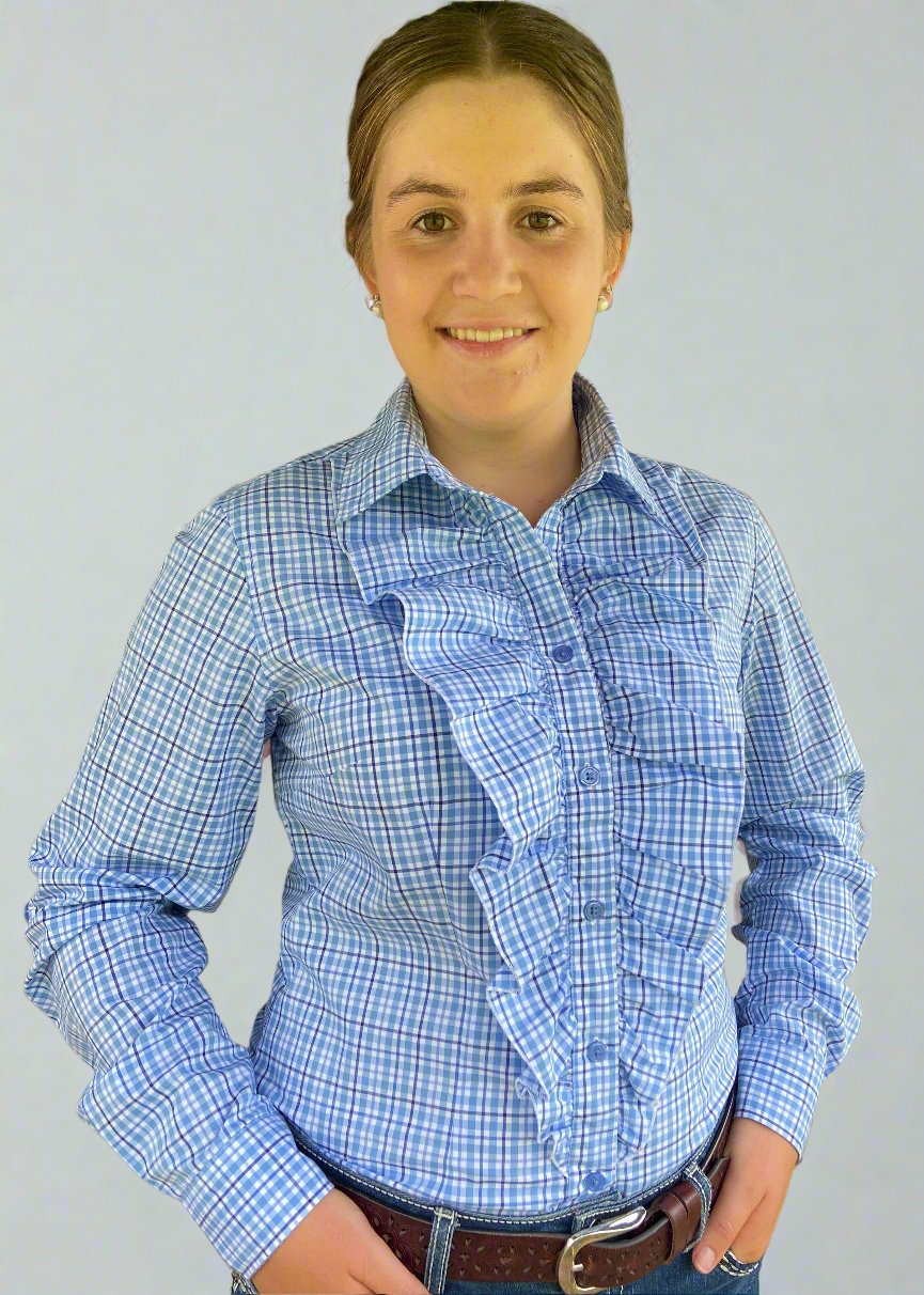 Maddie - Long Sleeve Collared Shirt WITH Ruffles