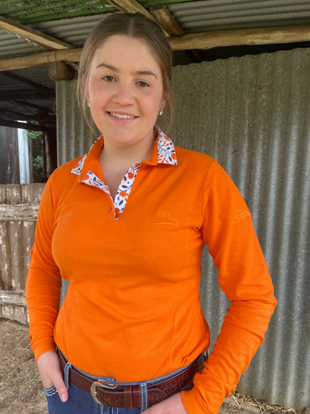 Oaklie - Orange Long Sleeve Polo Shirt