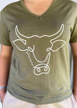 Khaki T-Shirt with Bulls head