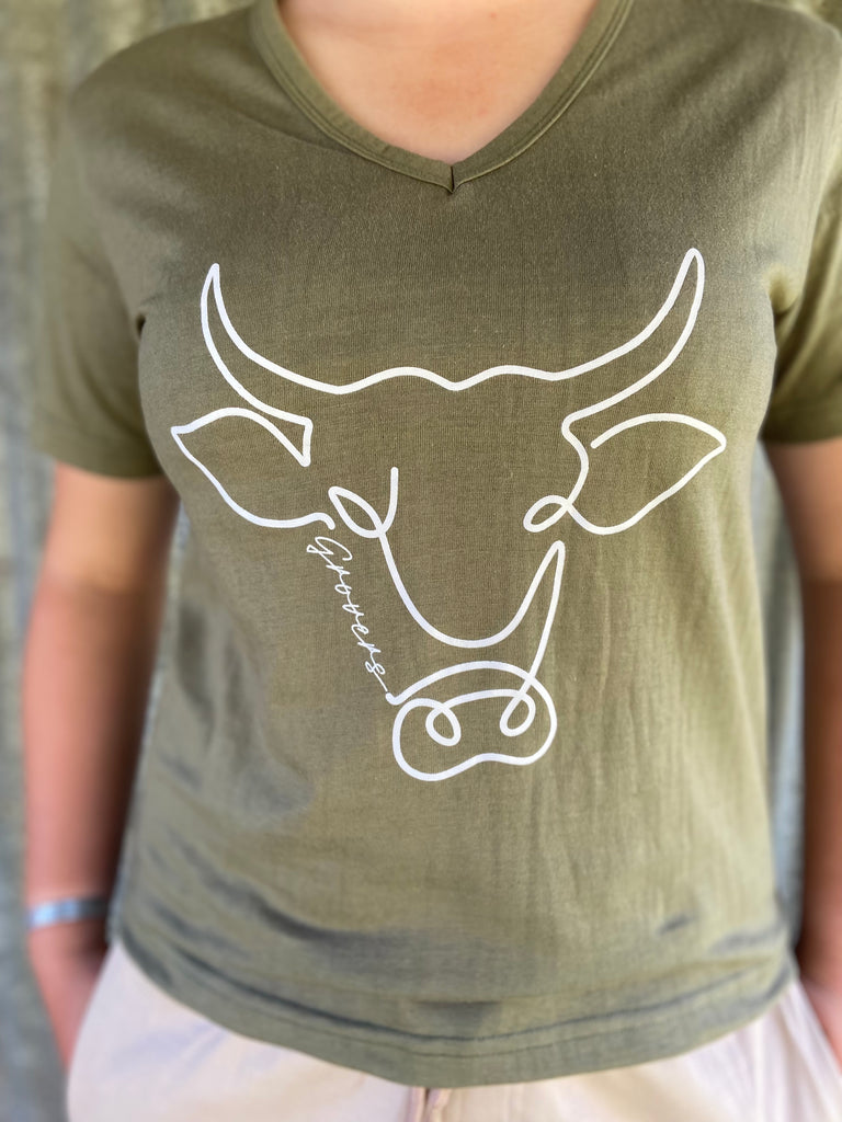 Khaki T-Shirt with Bulls head