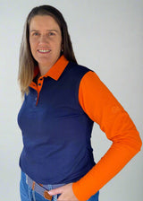 Navy/Orange Long Sleeve Polo Shirt