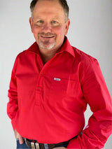 Red MENS - Long Sleeve 1/2 Button Shirt